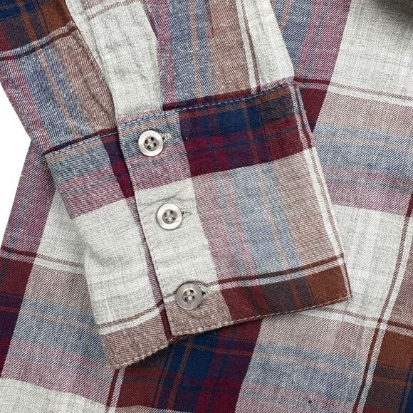 Capsule Plus Ruffle Plaid Blouse Burgundy Navy Cottagecore Prairie Chic 24 - Picture 5 of 14